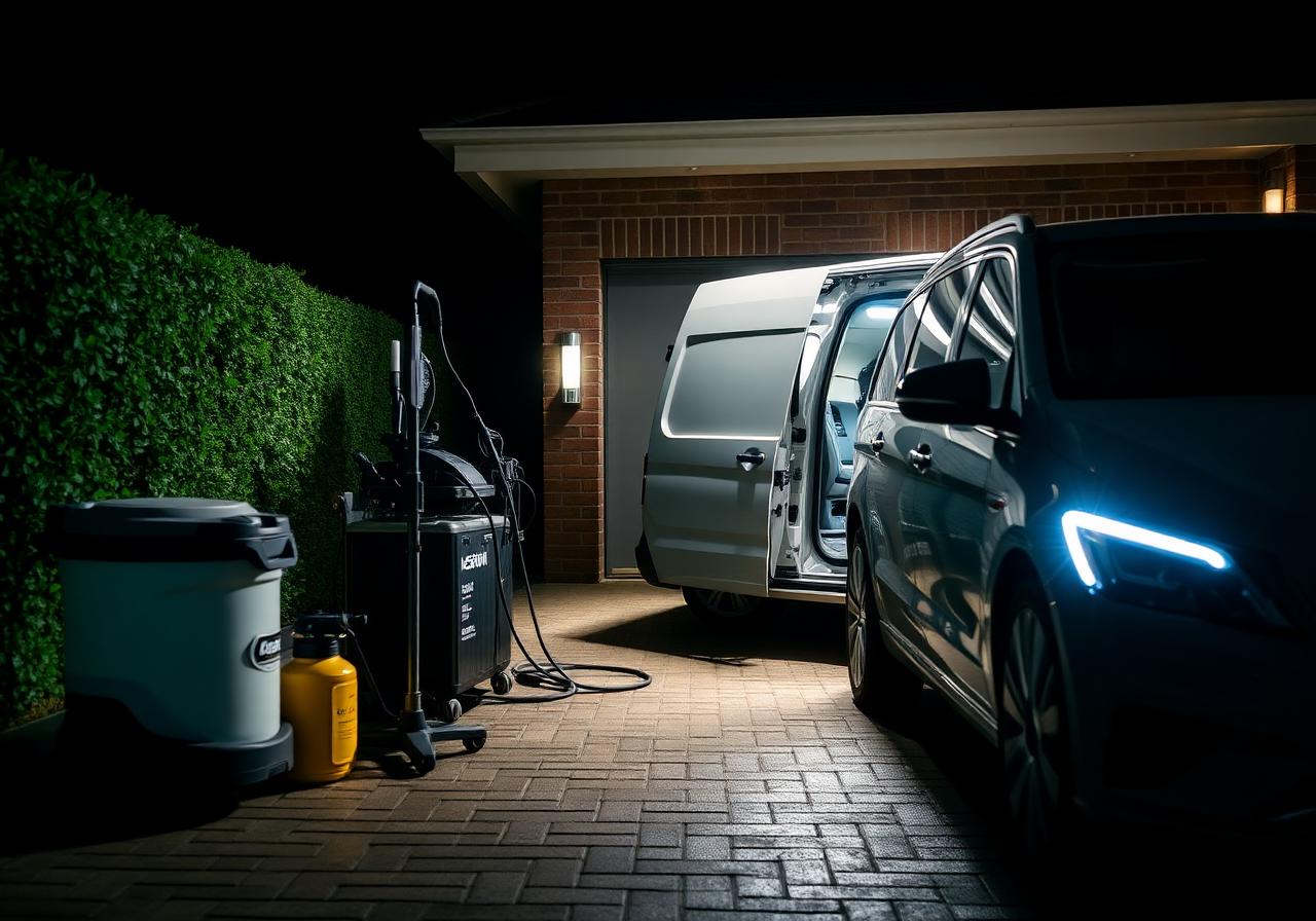 Primaluxe mobile detailing van and equipment set up at a Sydney property